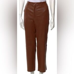 SPRWMN Brown Lamb Leather Pants Slightly Cropped Size S Straight Leg